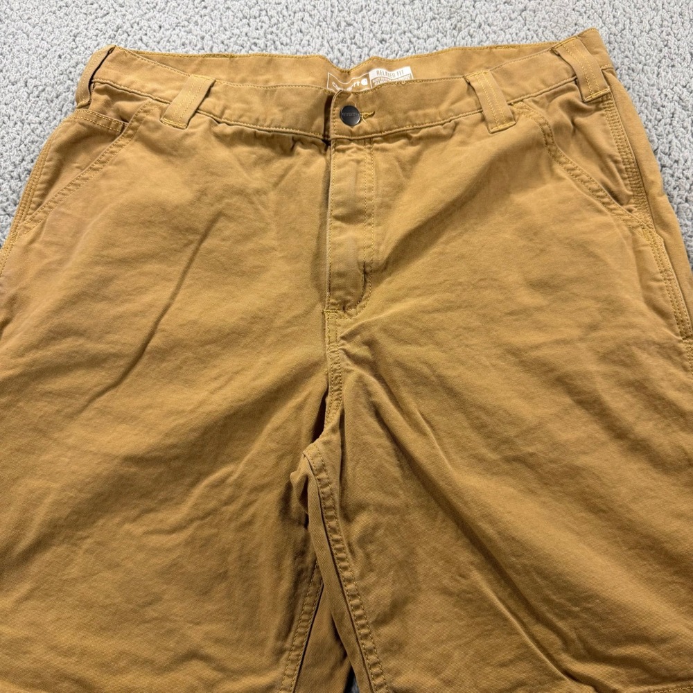 Carhartt Mens Rugged Flex Relaxed Fit Canvas Work Shorts Tan BS2514-M Size 38